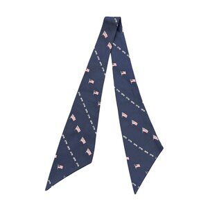 Vintage Mens Patriotic Bow Tie Navy Blue With American Flag & 1776 Design